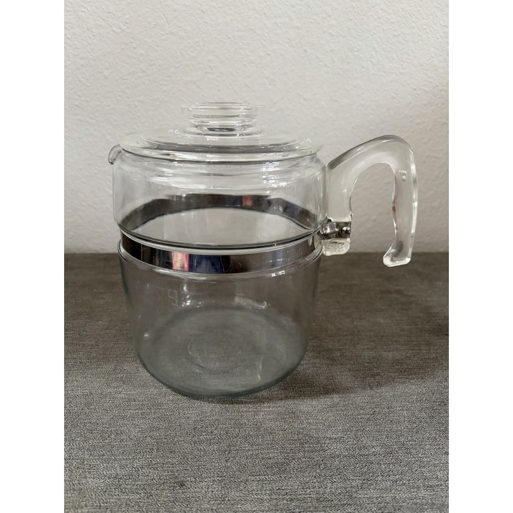 Pyrex Flameware 7759 Glass Coffee Pot Lid 9 Cup Percolator Stove Top INCOMPLETE